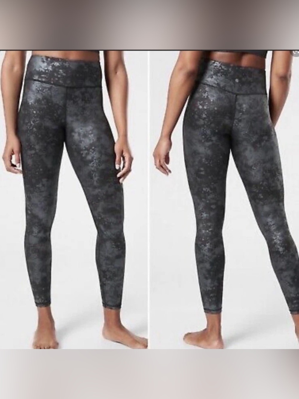 Athleta Elation Misty Lace Black Shimmer Tight Leggings